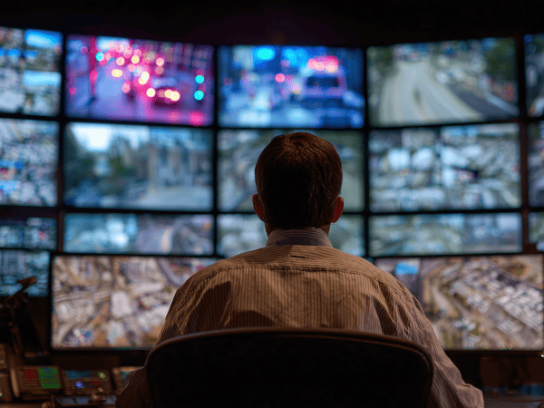 Man in CCTV Control room